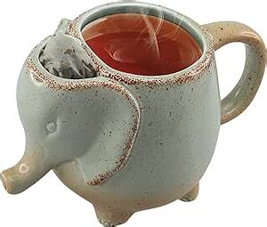 with Gift Box-Nekochigura Teacup Series-10 fl oz Japanese Yunomi Pottery Green Tea Coffee Mug Soup Cup. . Happiness apply here ceramic 15oz elephant tea mug green